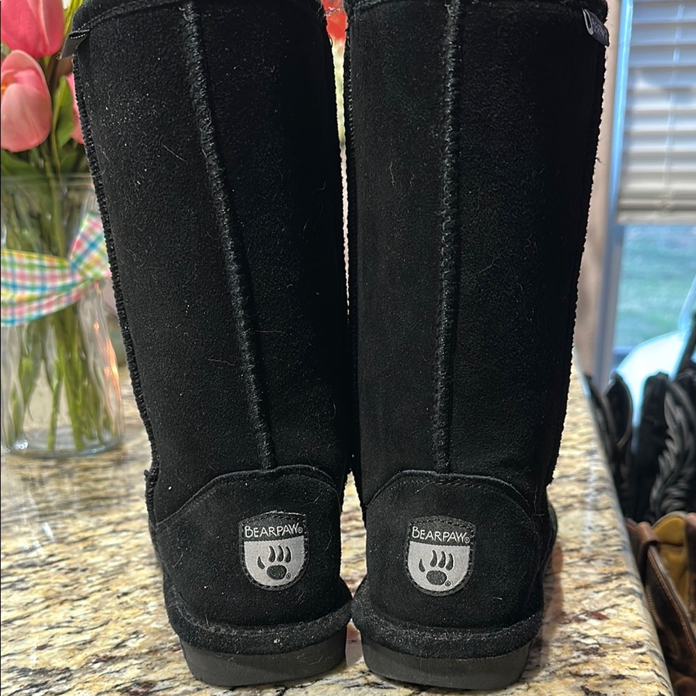 BearPaw Black Tall Boots Suede Style